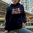 thumbnail image 2 of Hope Against Cancer, Motivational Quote, Groovy Retro Wavy Text Merch Gift, Navy Blue Hooded Sweatshirt or Hoodie, 2XL, 2 of 5