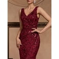thumbnail image 5 of Elegant Long Sequin Formal Dress V-Neck Slit Design, Stretchy Fitted Glamorous, 5 of 6