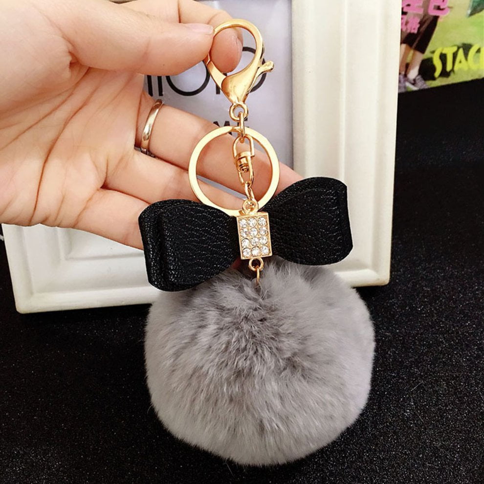 Cat Kitten Rabbit Fur Ball Pendant Car Keychain Chain Handbag Pendant Accessory 