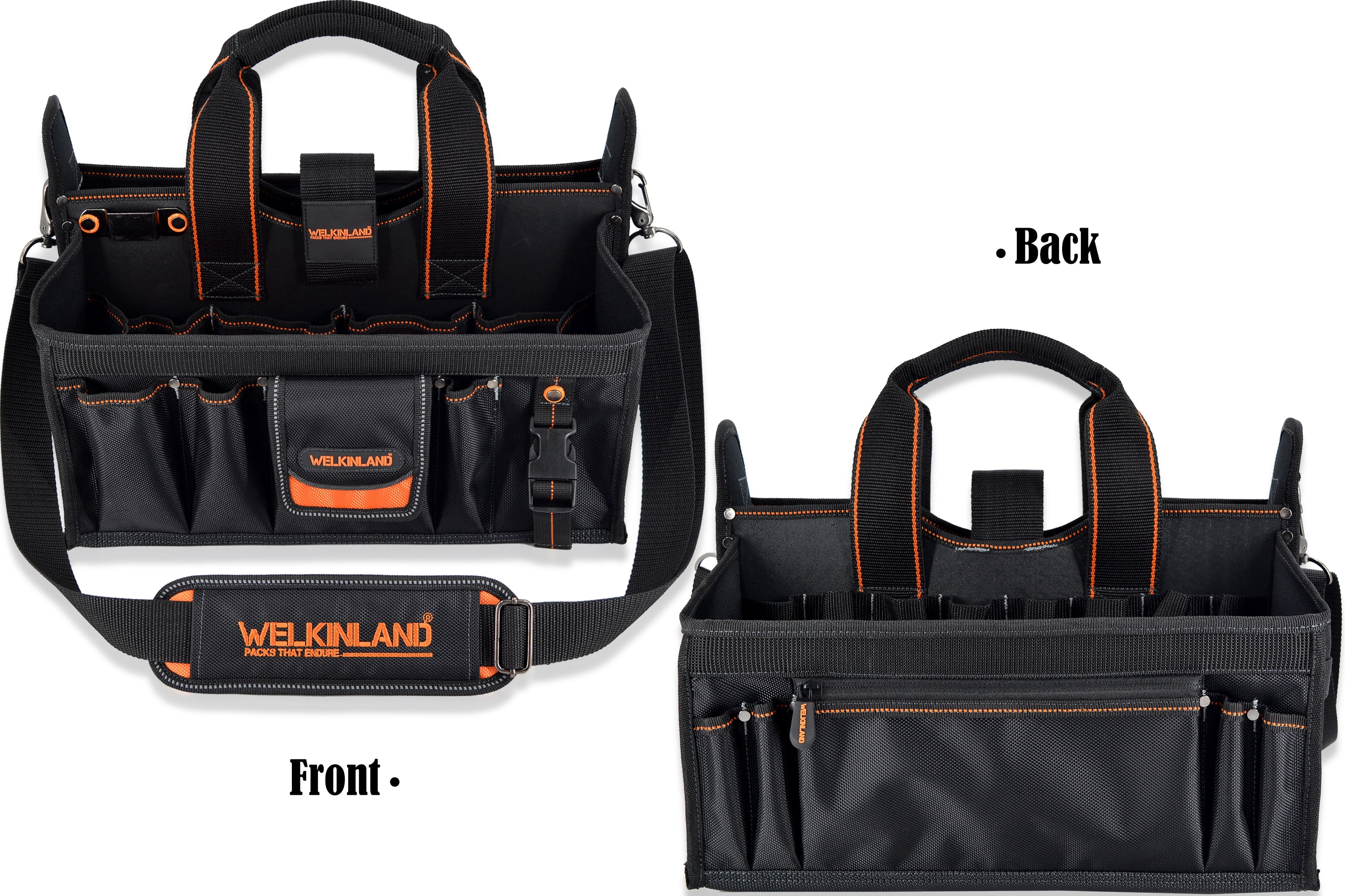 WELKINLAND 19-POCKETS Tool tote, Tool bag organizer, Electrician tool bag, HVAC tool bag, Tool caddy, Tool bags for electricians, Tool tote bag w/socket organizer tool boxes, Maintenance tool bag