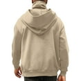 thumbnail image 6 of Domuza Mens Pullover Hoodie Cowl Neck Fleece Solid Color Heavyweight Hooded Sweatshirt Fall Winter Warm Stylish Oversized Pullover Top with Pocket Khaki XL, 6 of 8