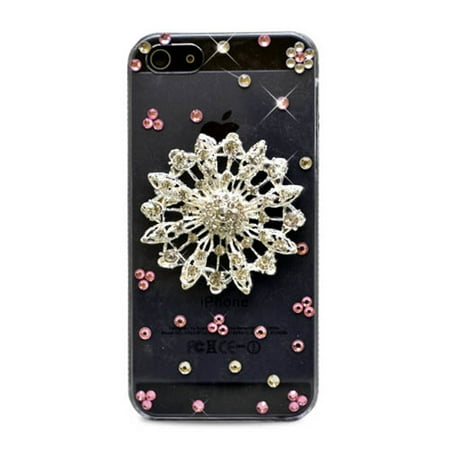 Insten 3D Circle Flower Rhinestone Diamond Bling Hard Snap-in Case Cover For Apple iPhone 5 / 5S -