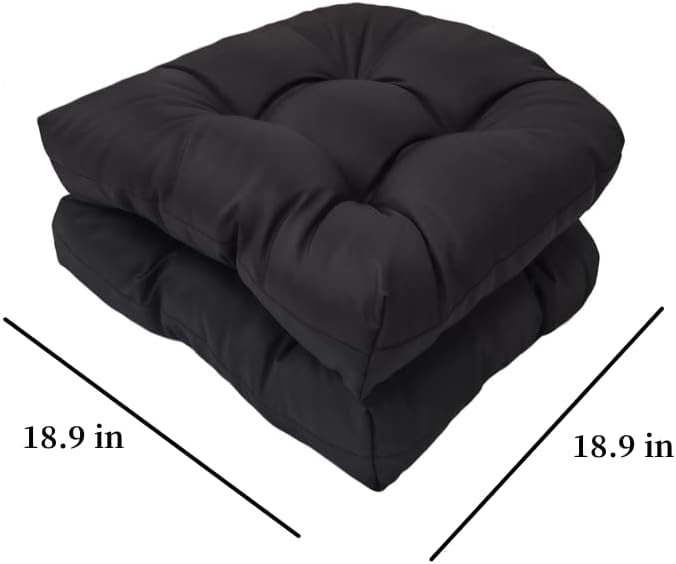 Set of 2 Waterproof 19x19 Inch U-Shaped Chair Cushions - Premium Indoor/Outdoor Patio, Rocking & Wicker Chair Seat Pads