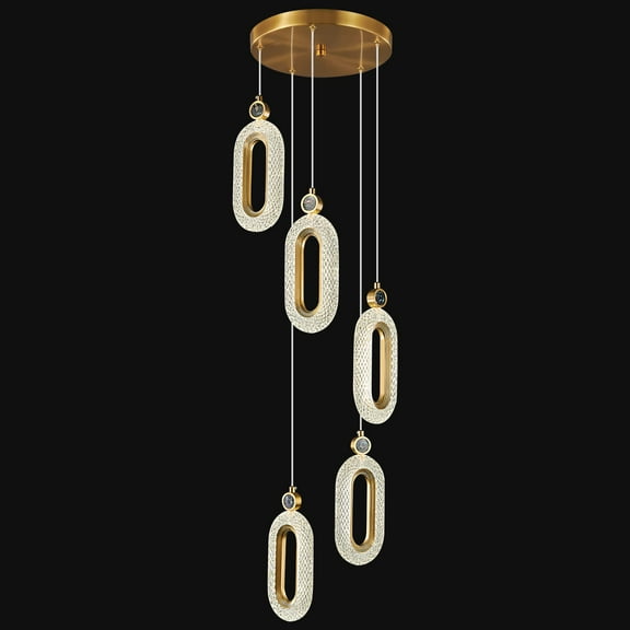 ZHLWIN 5-Light Pendant Lighting for Kitchen Island LED Dimmable Modern Gold Pendant Lights for Bedroom Hallway Entryway Kitchen Island Light Fixtures