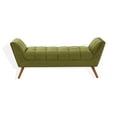 thumbnail image 2 of SAFAVIEH Couture Damian Solid Tufted Linen Contemporary Bench, Olive Green/Dark Brown, 2 of 8