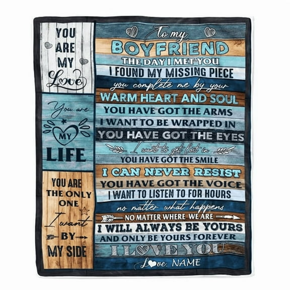 Personalized To My Boyfriend Blanket from Girlfriend, Custom Fleece Throw, Romantic Gift for Birthday, Anniversary, Valentine’s Day, Christmas
