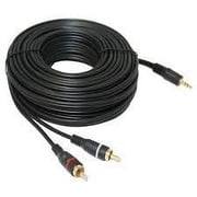 VOYZ 3.5mm Mini Plug to Two RCA Plugs Audio Y Cable Splitter 12 Feet (PS-209-12)