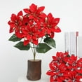 thumbnail image 5 of Artificial Poinsettia Bouquet 4 Heads, Velvet Poinsettia Bush Christmas Flowers for Porch Home Garden Indoor Outdoor Xmas Decorations, 1 Pcs, 12.99x7.87", 5 of 7