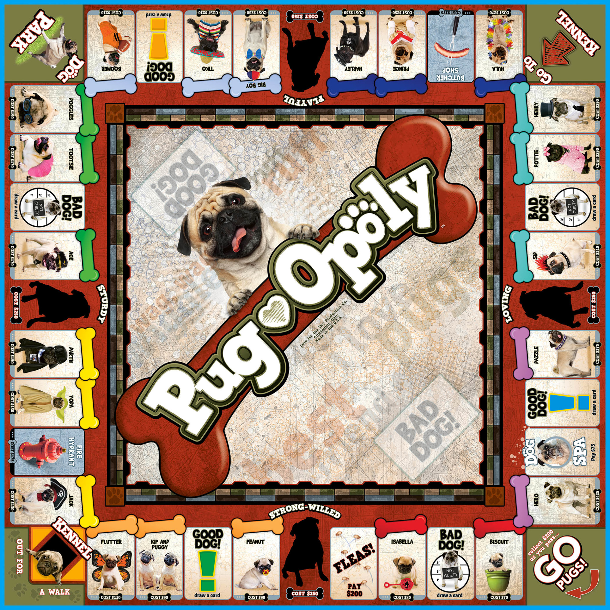 Late for the Sky Pug-Opoly Strategy Board Game, Children 5+ Years