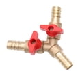 thumbnail image 3 of Y Shape Three-way Gas Pipe Distribution Switch Shut Off Ball Fitting Hose Barb Fuel Gas Clamp Tee (Copper 8mm Golden Red), 3 of 9
