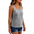 thumbnail image 7 of Stripe Tank Top for Women Crew Neck Sleeveless Loose Fit Button up Casual Tee Shirts Summer Fashion Tunic Tops Blouse Black, 7 of 7