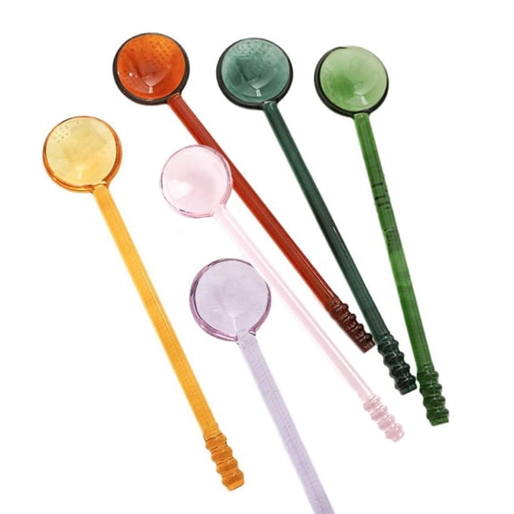 Giaone 6 Pieces Sustainable Glass Spoons Dessert Serving Utensils Stirring Teaspoon