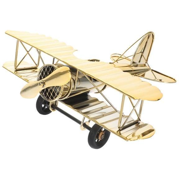 UPOUART 1Pack Metal Airplane Golden Airplane Model for Office Decor 11.5X7.3X3.9in