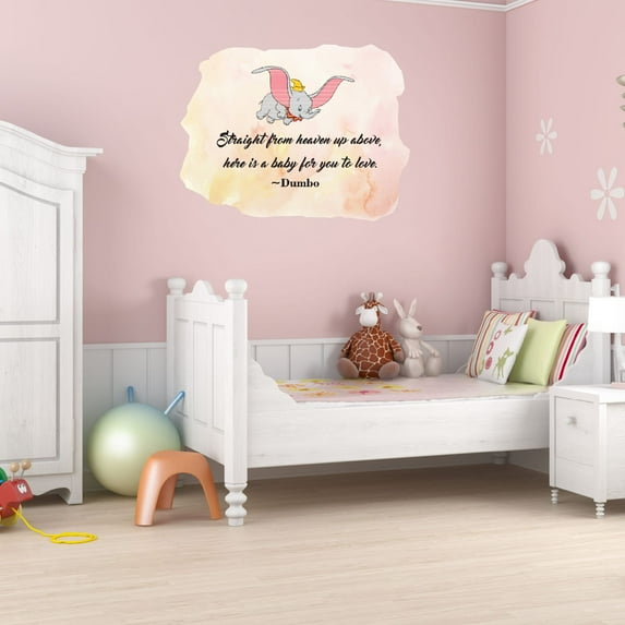 Watercolor Decal Here Is A Baby For You To Love Bedroom Wall Decal for Children Inspirational Quotes Pink Watercolor Art Cute Themed Room - Size: 10 In x 8 In