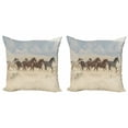 thumbnail image 1 of Ambesonne Landscape Throw Pillow Cover 2 Pack, Wild Mustang Horses Art, 20", Multicolor, 1 of 2