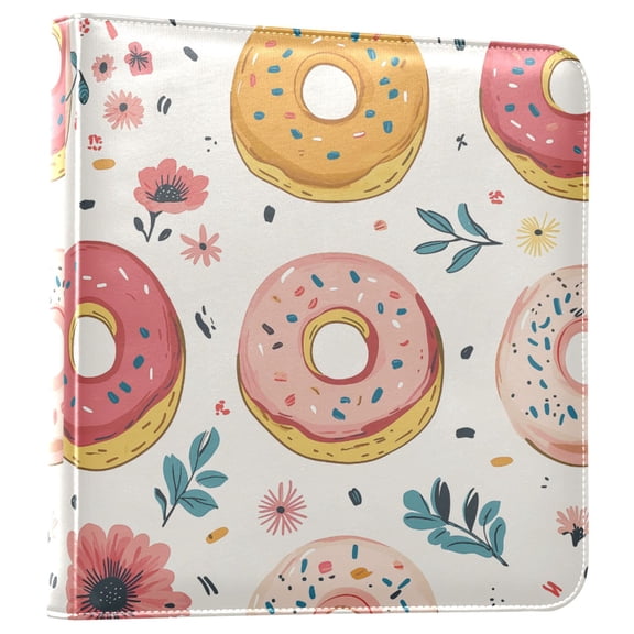 FORMRS 3 Ring Photo Album 4"x6" Self Adhesive Large Capacity PU Leather Cover, Pink Donut