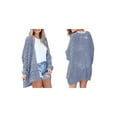 thumbnail image 3 of Women Crochet Cardigan Sweater Kimonos Boho Solid Color Oversized Fall Open Front Outwear Peacock Blue XXL, 3 of 7