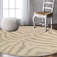 thumbnail image 7 of Ox Bay Gael 5' Round Beige/Gray Zebra Print Handmade Wool Indoor Area Rug, 7 of 7