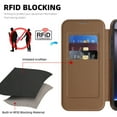 thumbnail image 5 of ELEHOLD Mag-Safe Wallet Case For iPhone 13 , with RFID Blocking – PU Leather Flip Folio Phone Case with Card Slots Raised Edges Strong Magnetic Card holder Shockproof Cover ,Coffee, 5 of 8