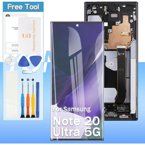 OLED Screen Replacement for Samsung Galaxy Note20 Ultra 4G/5G SM-N985 SM-N986 6.9“ LCD Display Touch Digitizer Glass Assembly - Black with Frame - Tools