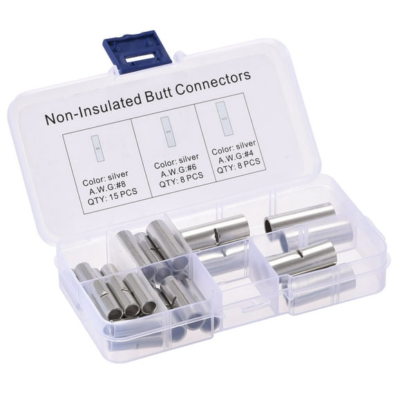 Uxcell Non-Insulated Butt Crimp Terminals 8-4AWG for Electrical Wire DIY 1 Set