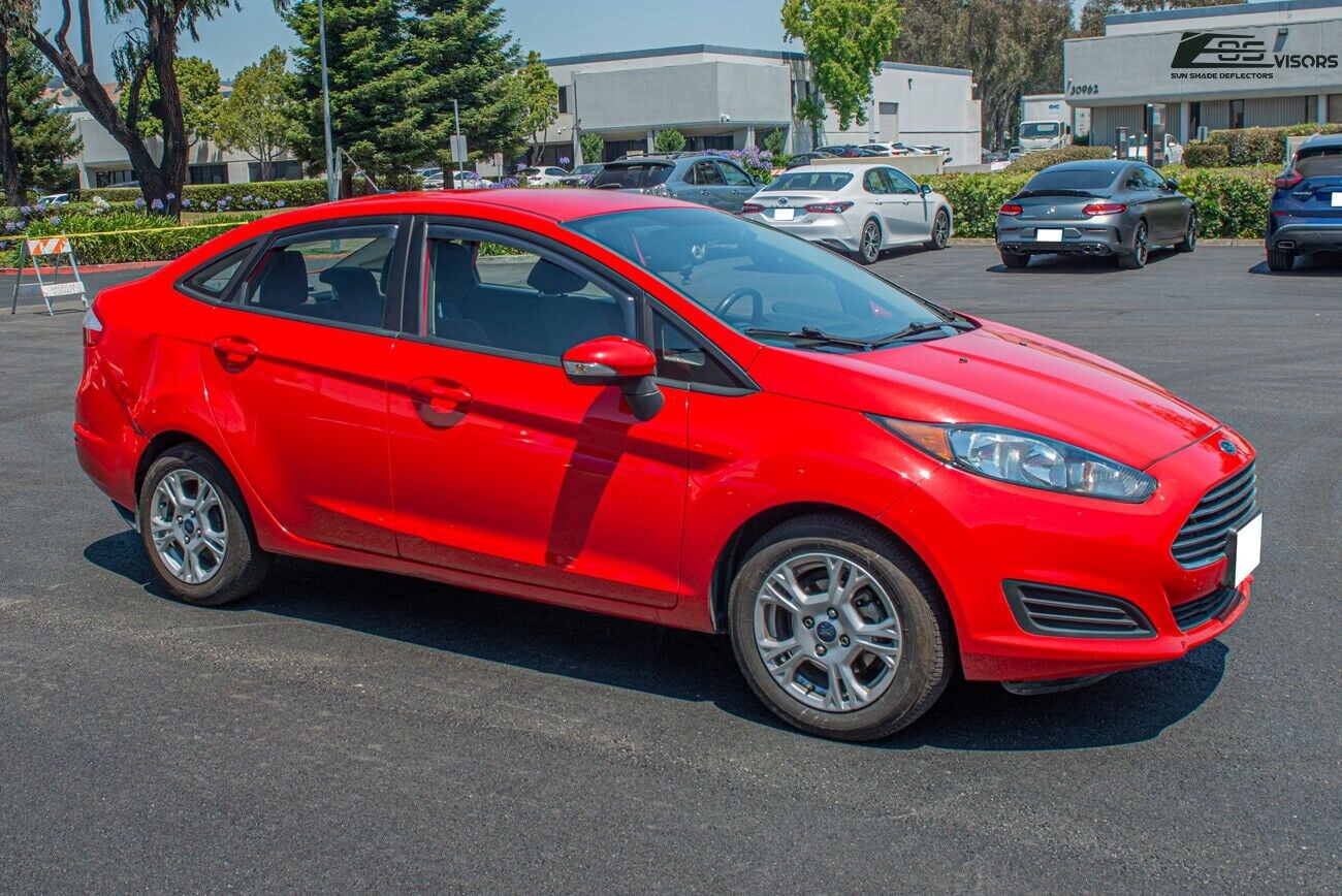 Extreme Online Store Fits ALL 2011-2019 Ford Fiesta Sedan Models | EOS Visors IN-CHANNEL Style SMOKE TINTED Side Vents Window Deflectors Rain Guards