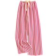 thumbnail image 2 of Womens Striped Casual Straight Leg Pant Summer Elastic Waist Baggy Lounge Trousers Trendy Color Block Beach Outfits Hot Pink Free, 2 of 3