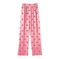 thumbnail image 4 of Girls Pants Valentine's Day Heart Graphic Wide Leg Trousers Loungewear Elatic Waisted Causal Pant with Pockets Size 4-16, 4 of 6