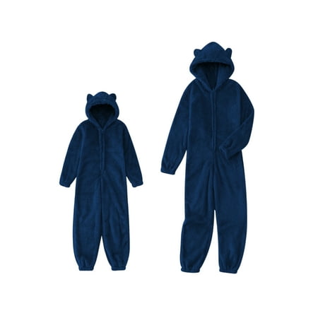 

Ma&Baby Matching Pajamas Set for Family Fleece Christmas Sleepwear Zipper Jumpsuit Loungewear