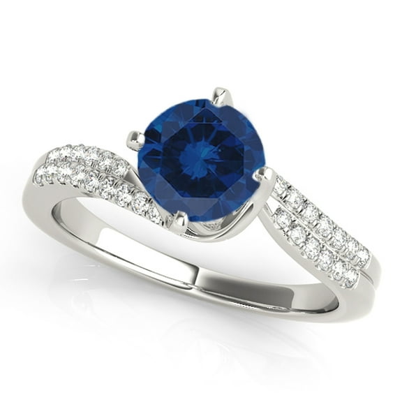 Mauli Jewels Rings for Women 1.11 Carat Inter wined Design Diamond And Sapphire Ring shared-prong 14k White Gold