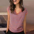 thumbnail image 2 of Women's V-Neck Sleeveless Tee - Breathable Striped Summer Top, Plus Size Loose Fit (XL-8XL, 10 Colors) | Yubnlvae (Red | XXL), 2 of 8