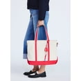 thumbnail image 4 of Free Assembly Women's Medium Canvas Tote, Natural/Red Star, 4 of 6