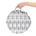 thumbnail image 2 of Abstract Round Floor Cushion with Handle, Horizontally Arranged Illustration of Greyscale Stripes and Triangles, Pillow for Living Room & Dorms, 18" Round, Dark Grey White Dimgray, by Ambesonne, 2 of 4