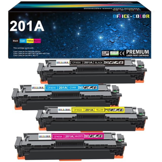 Paquete de 4 cartuchos de tóner 201A para HP Color Laserjet Pro M277dw
