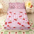 thumbnail image 2 of Erosebridal Cute Cherry Print Zipper Twin Comforter Sets with Fitted Sheet and 2 Pillowcases,Tiny Star Daisy Pink Base Accent Zipper Bedding Set,Blush Red,4-Piece,Pink Reversible, 2 of 6