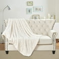 thumbnail image 2 of Home Soft Things Ashley Brushed Faux Fur Throw Blanket with Sherpa Back Soft Cozy Fluffy Fluzzy Lightweight Throw - Ivory - 50" x 60", 2 of 7