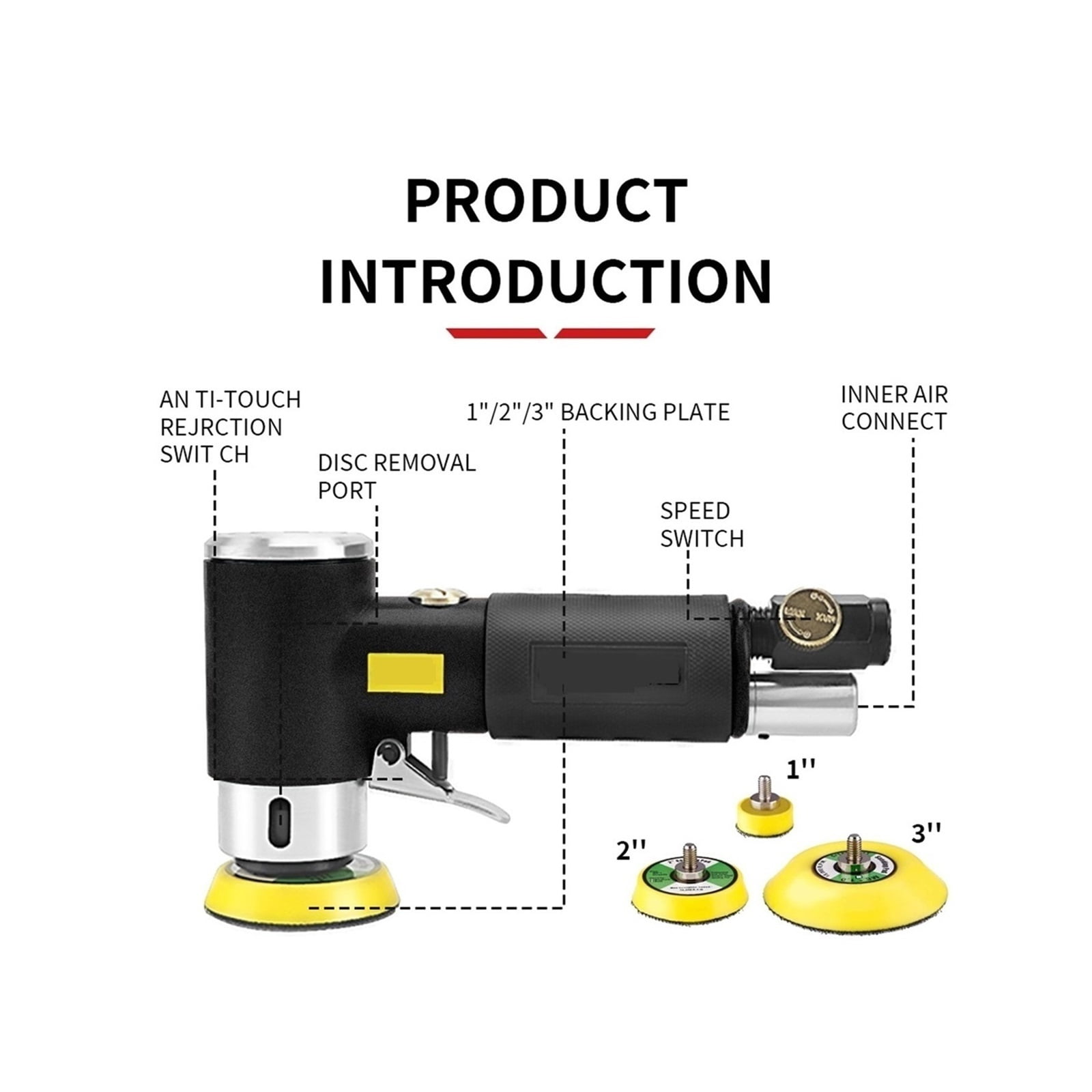 Mini Air Sander Polisher Pneumatic Polisher 90 Degree Orbital Sanders Air Powered Tool ,Widely Use