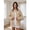 Khaki, variant on Women Floral Print Button Front Jacket Contrast Collar Long Sleeve Loose Oversized Outerwear with Multi Pockets