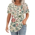 thumbnail image 1 of Tnhcen Blouse à Col Rond à Manches Courtes à Imprimé Floral pour Femmes – Haut Décontracté Extensible à Volants devant, Chemise Estivale Rafraîchissante P-2TG, 1 of 6