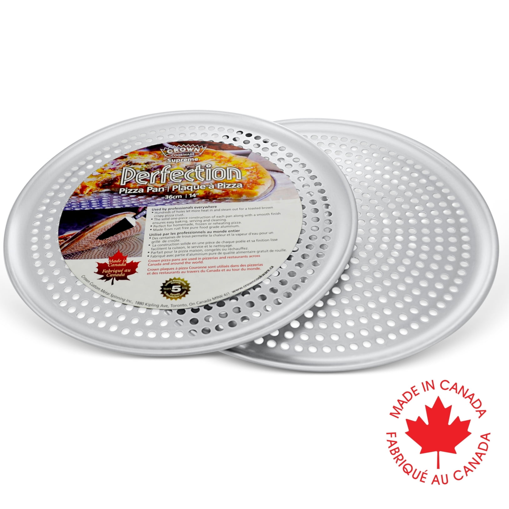 Crown Pizza Pan with Holes 16 inch, 2 Pack, Heavy Duty, Rust Free, Pure