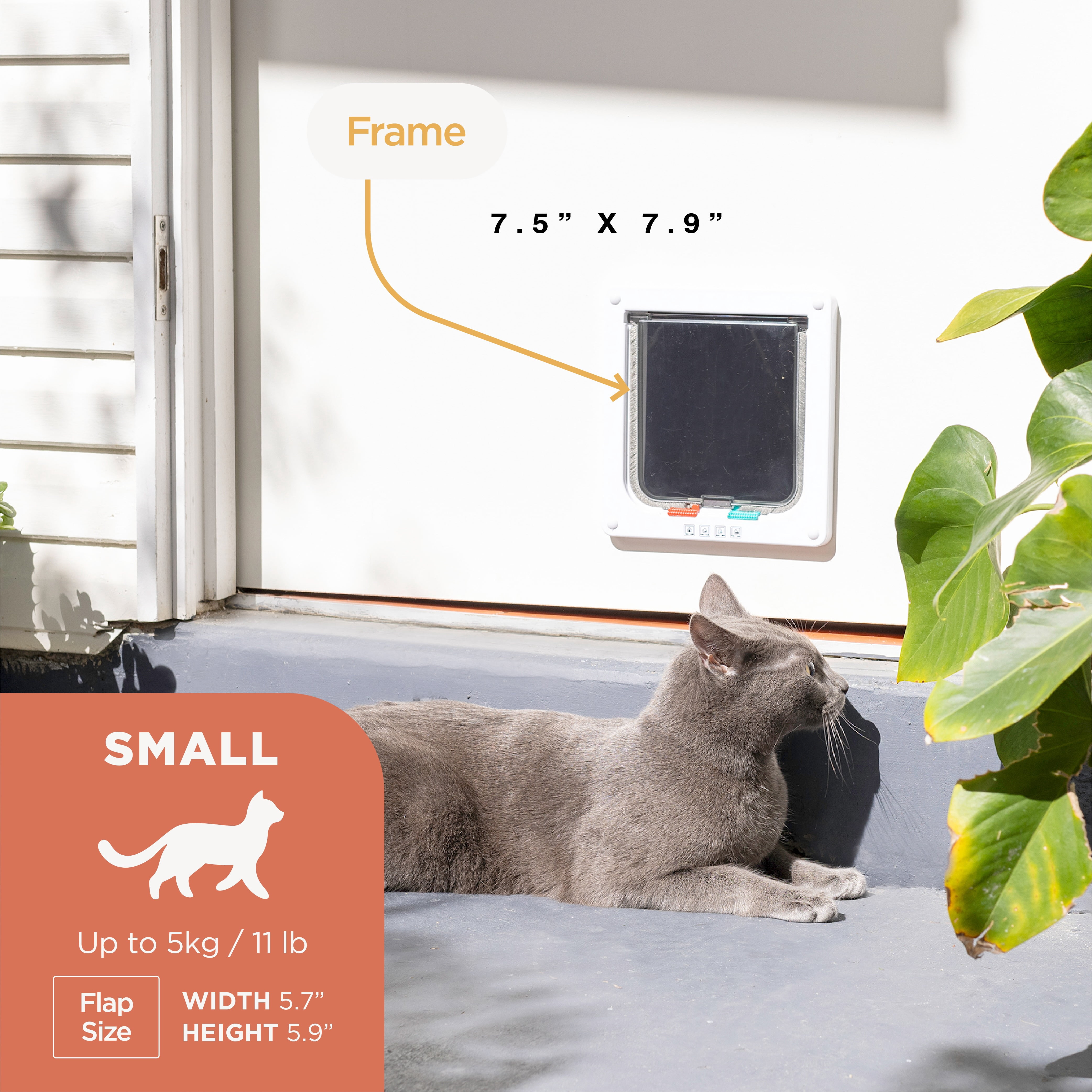 Hakuna Pets White Small Cat Flap for Screens, Doors & Walls up to 1.97" Thick, for Cats up to 11 lbs