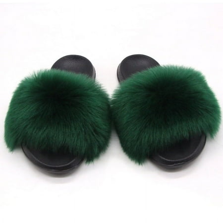 

XWQYRG Women Fuzzy Slippers Color Block Fluffy Slides Furry Slipper Breathable Shoe Outdoor Lightweight Faux Home Shoes Royal