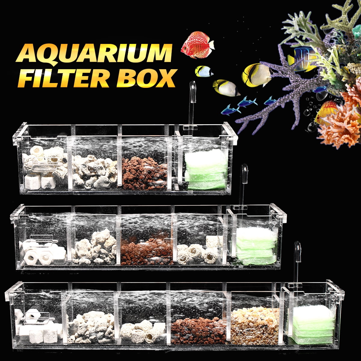26 Grids Acrylic Aquarium Fish Tank External Hang On Filter Box