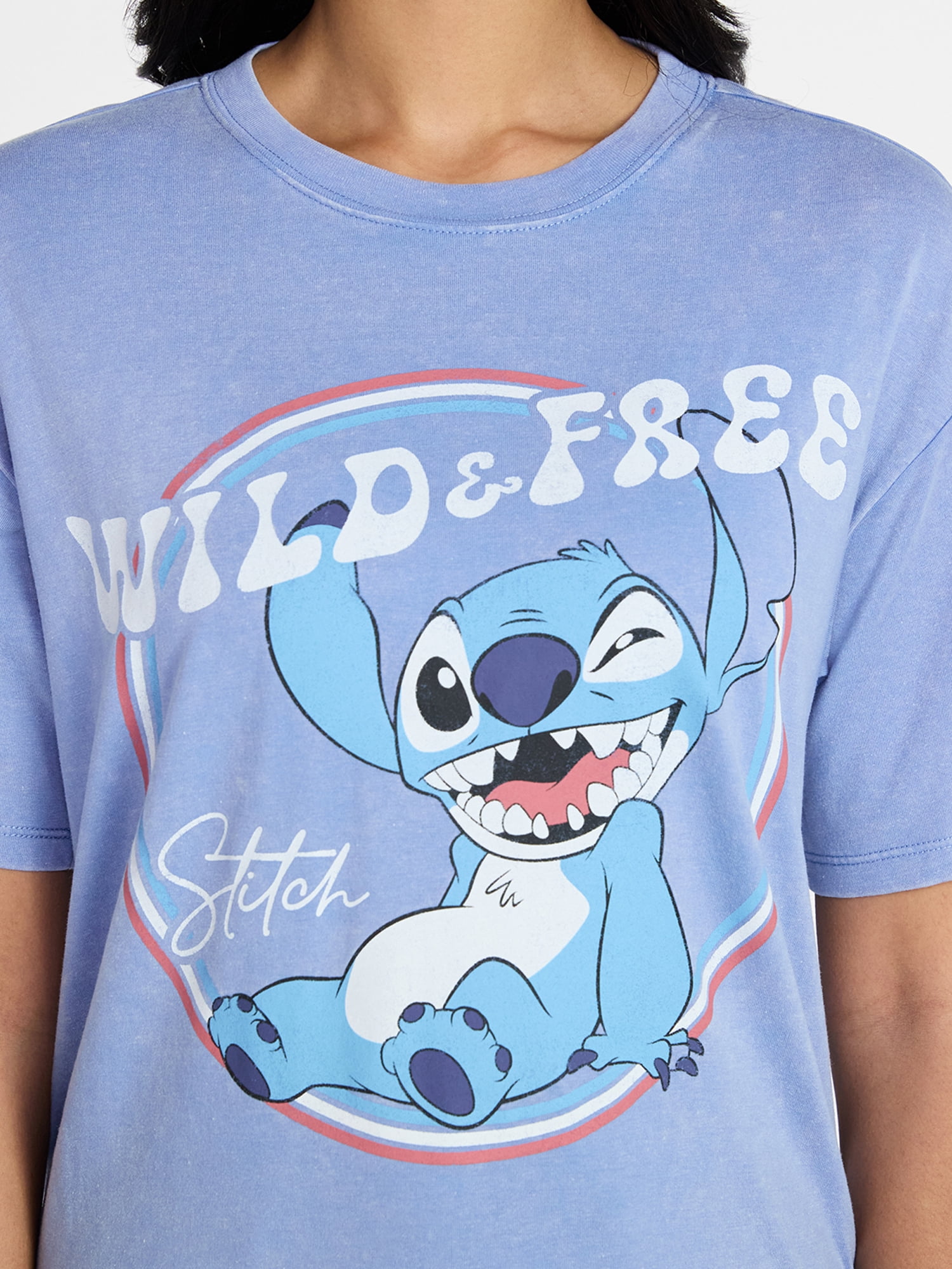 Disney Stitch Women's Americana Graphic Tee with Short Sleeves, Sizes XXS-XXL