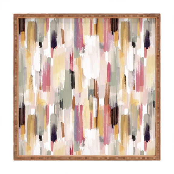 Society6 Ninola Design Rustic Texture Warm Large Square Bamboo Tray, 16" x 16"