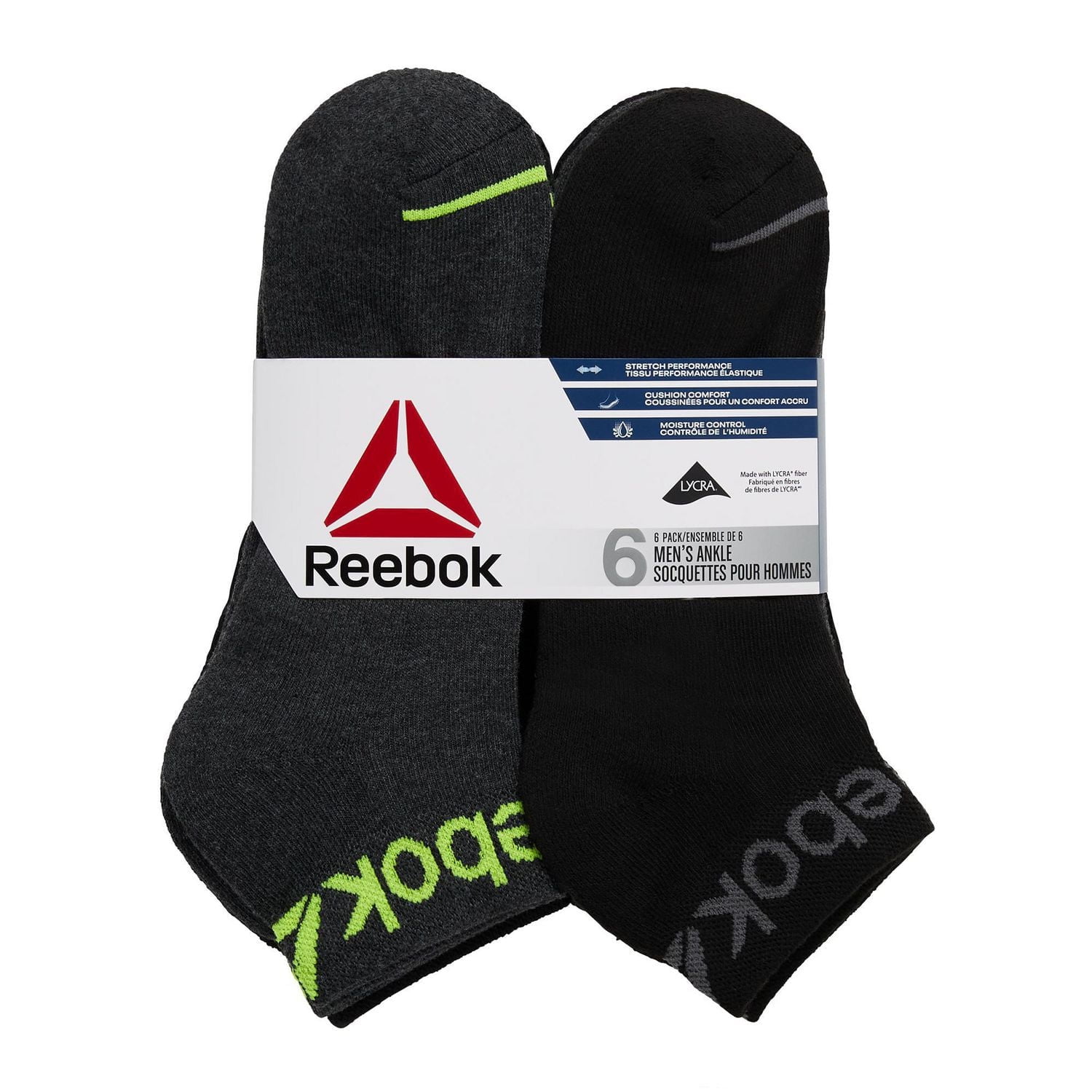 Reebok 6PK QUARTER SOCK, Size 6-12.5
