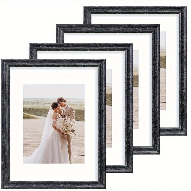 4pcs - Distressed White Wooden 8x10 Picture Frame | Tabletop or Wall Decor, Gallery Photo Frames