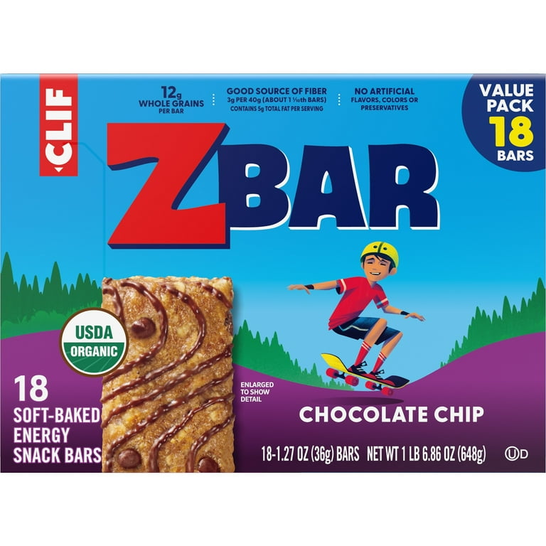CLIF Kid Zbar - USDA Organic, Non-GMO, Chocolate Chip Snack