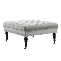 Linon Isabelle Velvet Square Tufted Ottoman, Multiple Colors