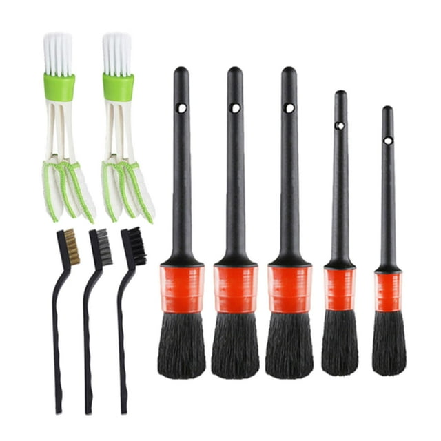 de 11 brochas de limpieza para coches, de brochas de limpieza para coches, 3 brochas de alambre y 2 brochas de aire acondicionado para
